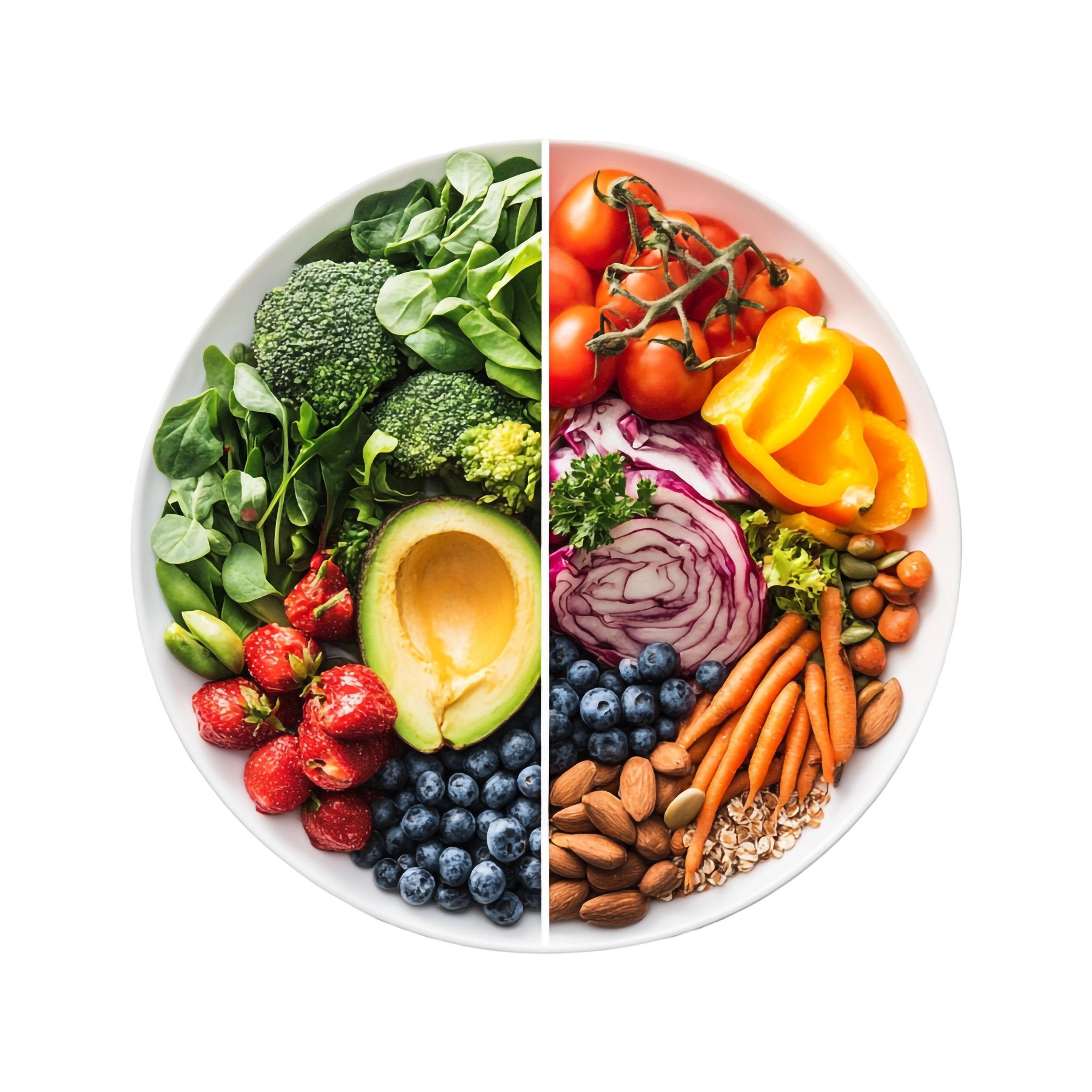 Healthy balanced diet with fresh fruits, vegetables, nuts, and grains – Personalized nutrition by Prabhat Mishra